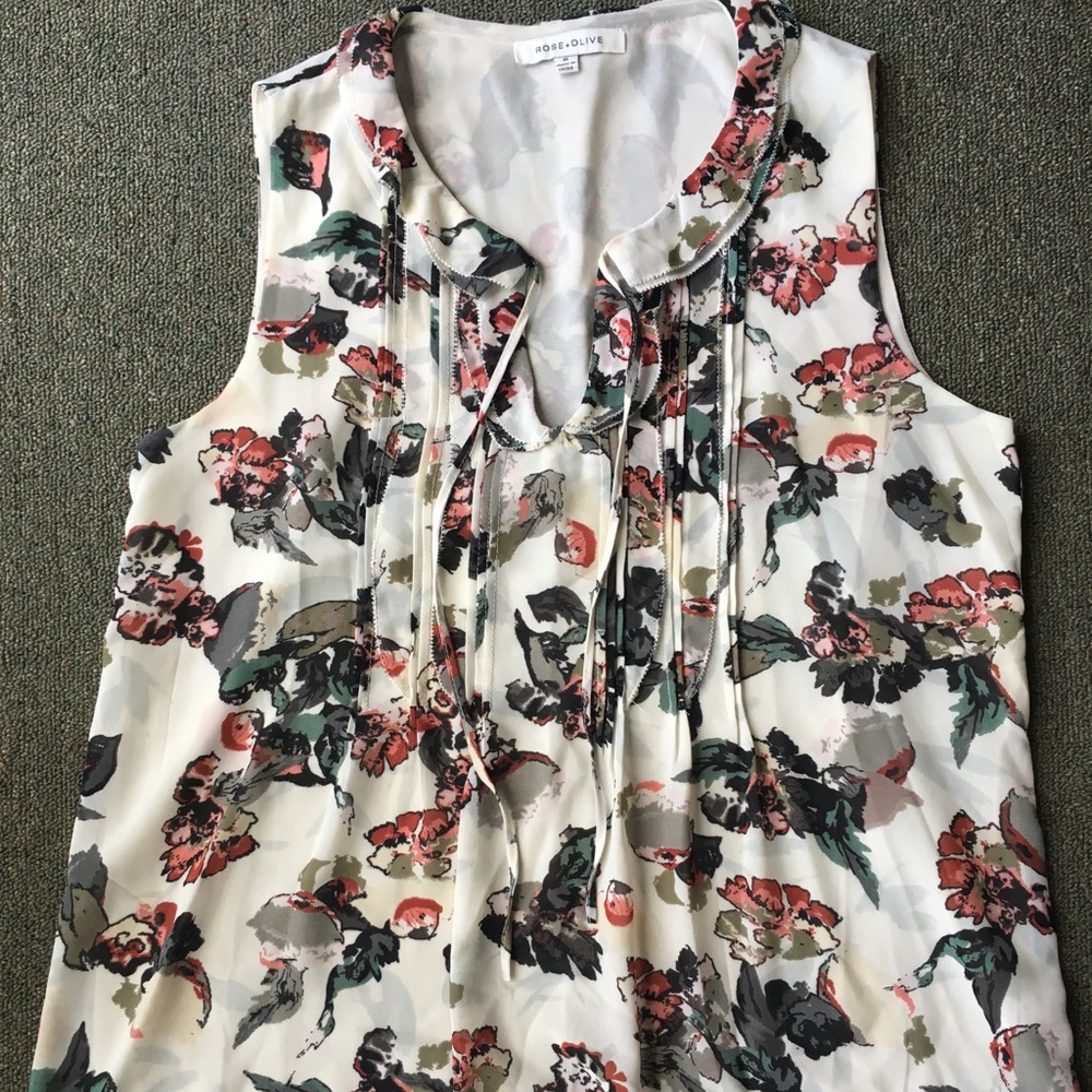 Rose + Olive Floral Top- M